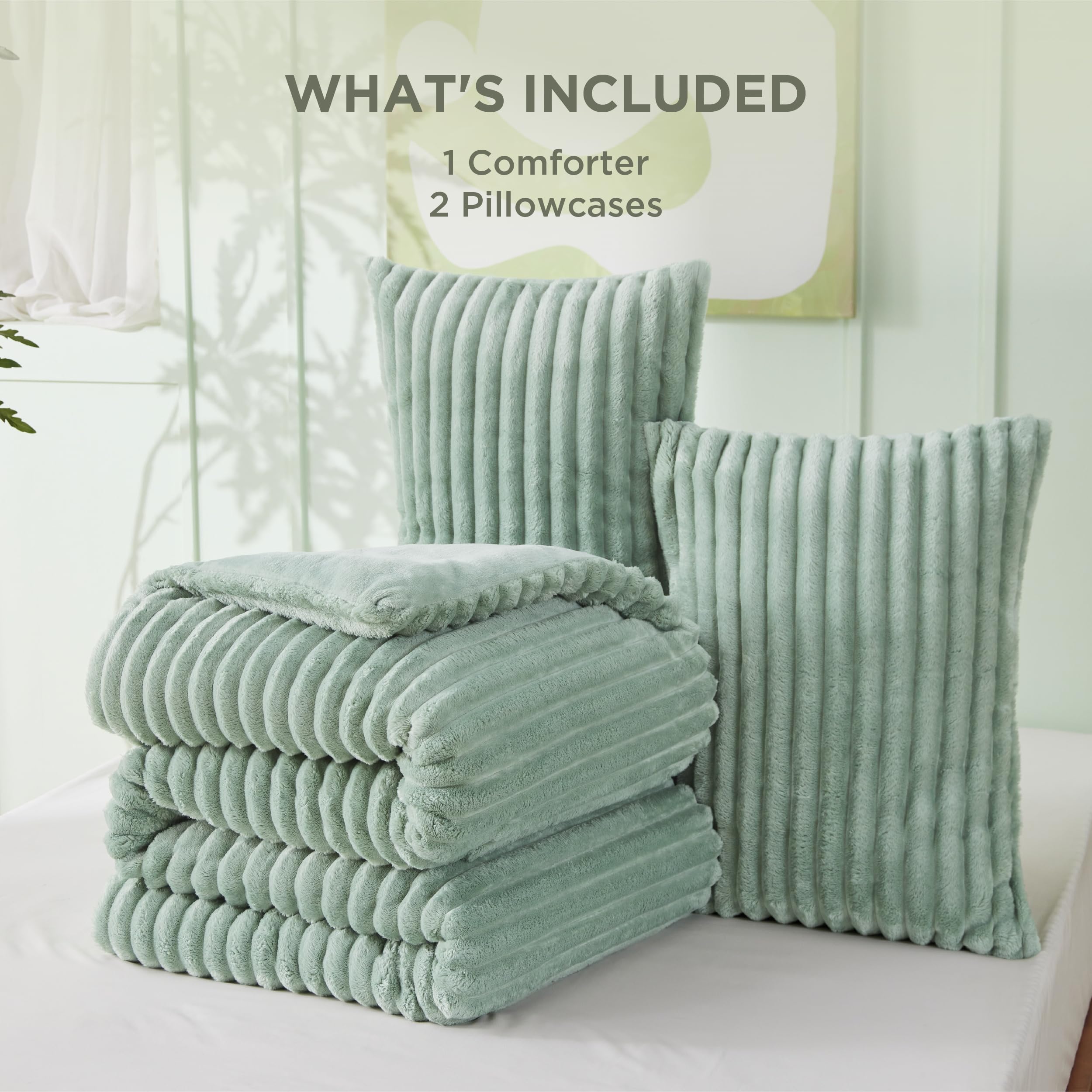 Bedsure lifestyle scene with comforter and book showing relaxed comfort