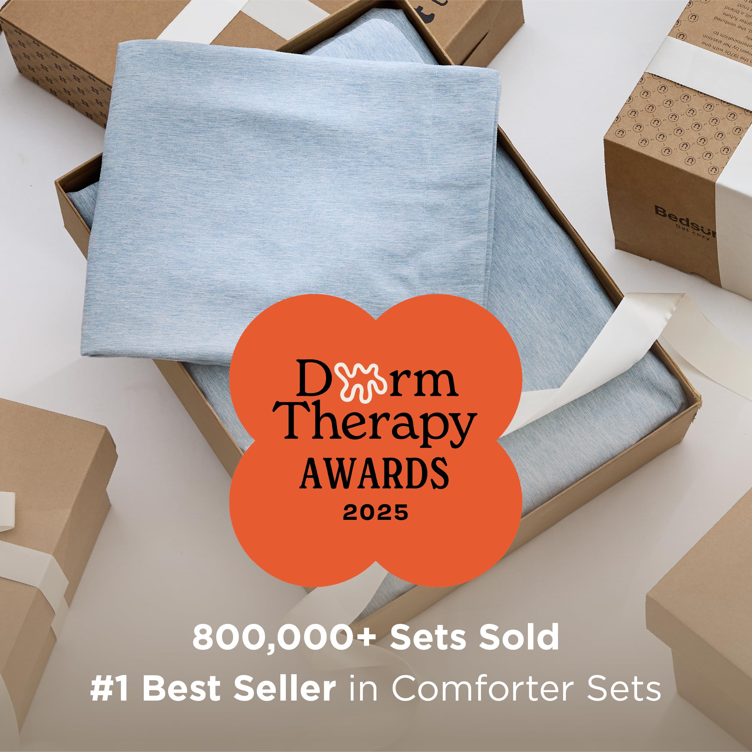 Bedsure comforter on queen bed showing accurate size and full coverage benefit