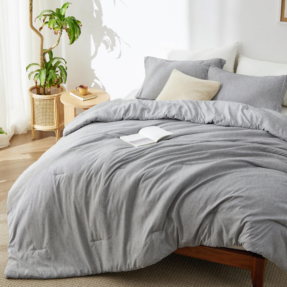Bedsure comforter front packaging showing soft heathered finish and value