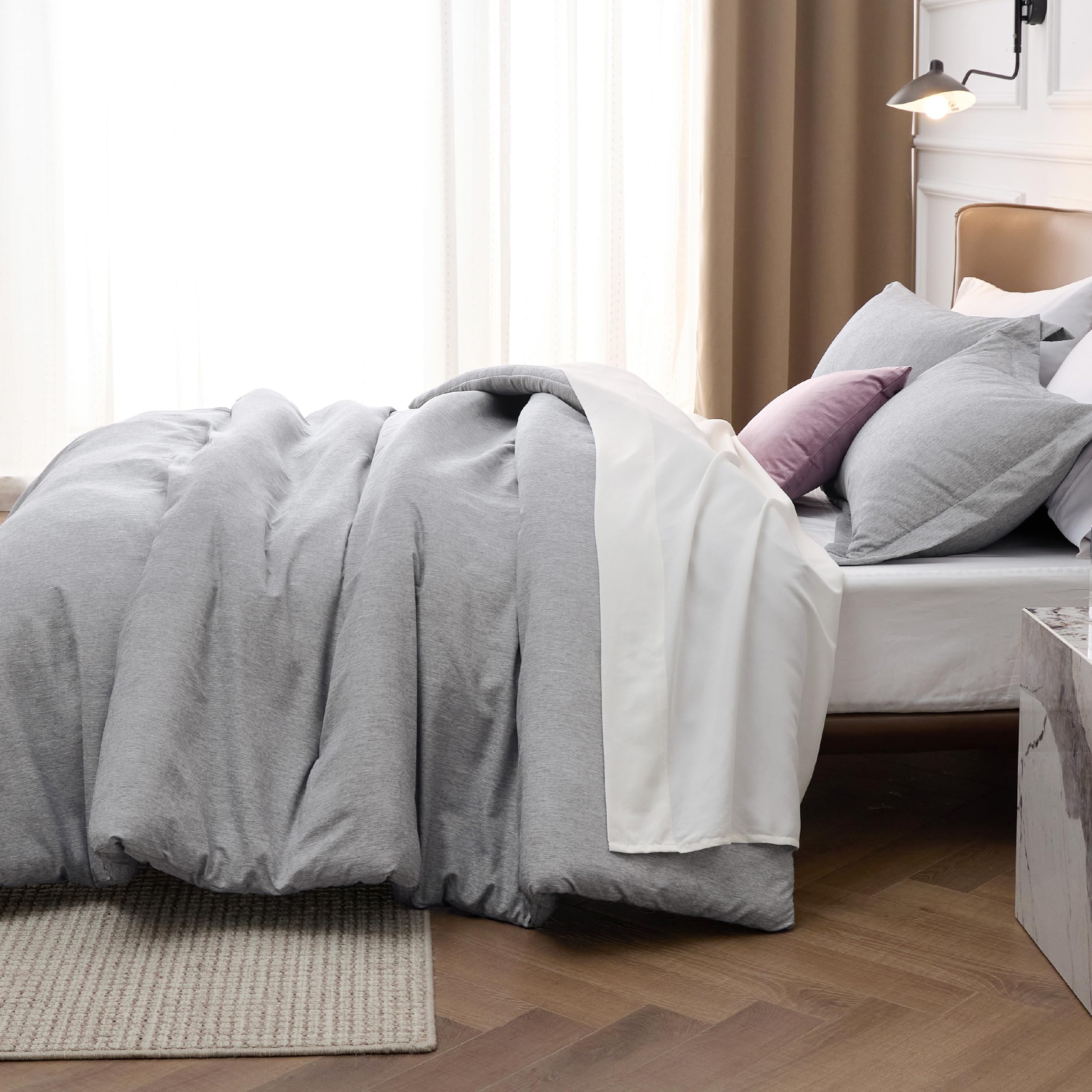 Bedsure matching pillow shams front view completing coordinated bedding set