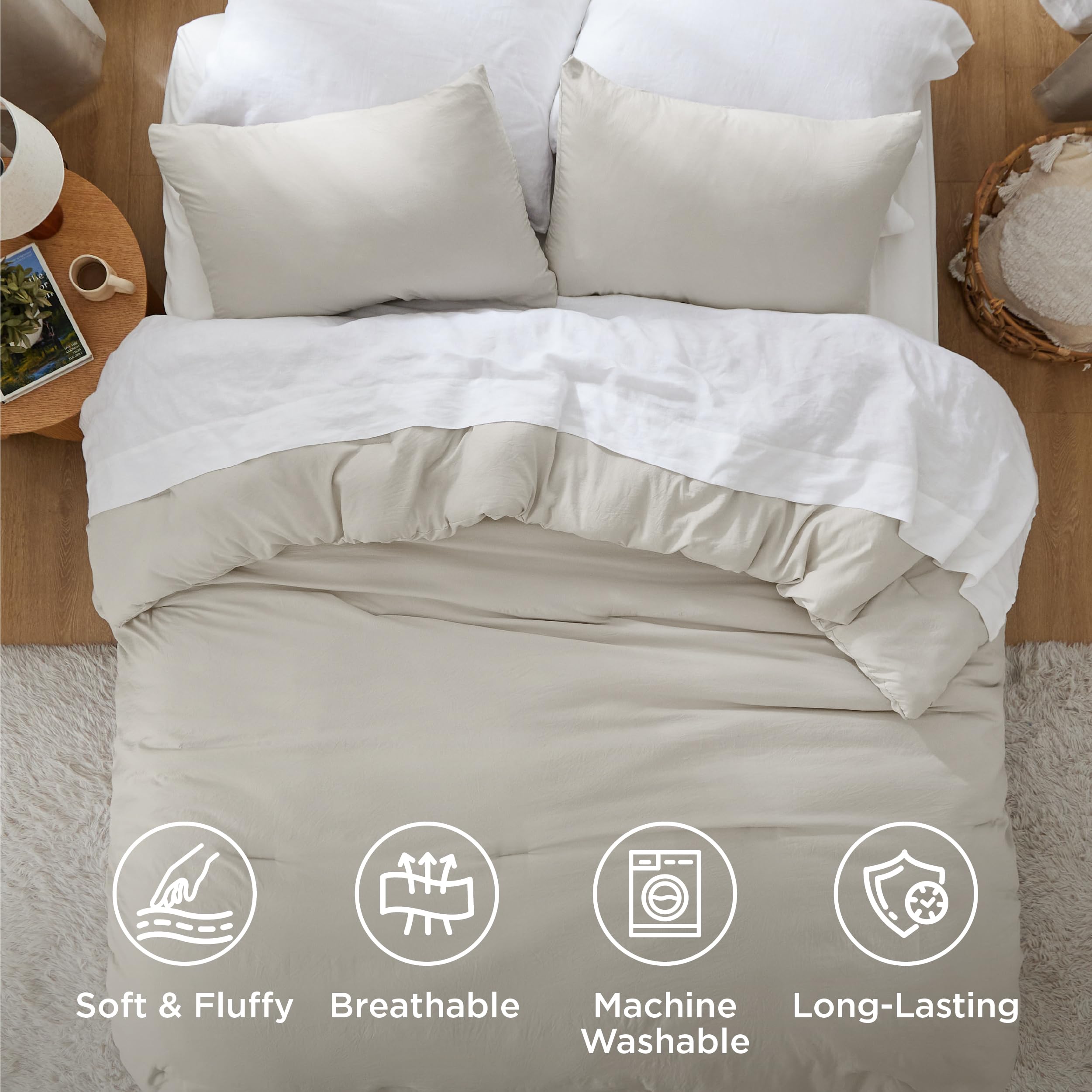 Bedsure loft and fill detail showing resilient fluff for sustained comfort