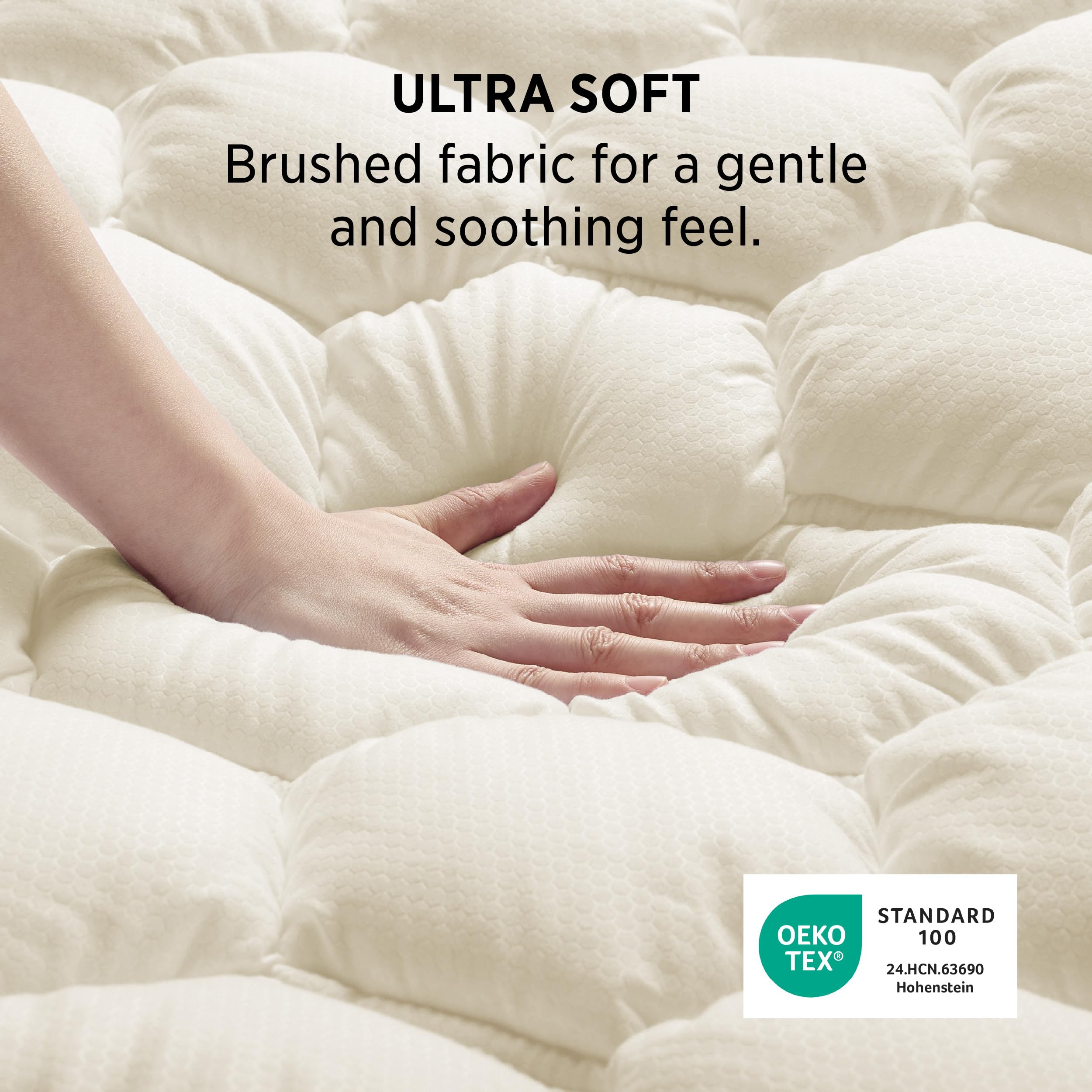 Bedsure close-up microfiber texture highlighting soft, quiet surface benefit