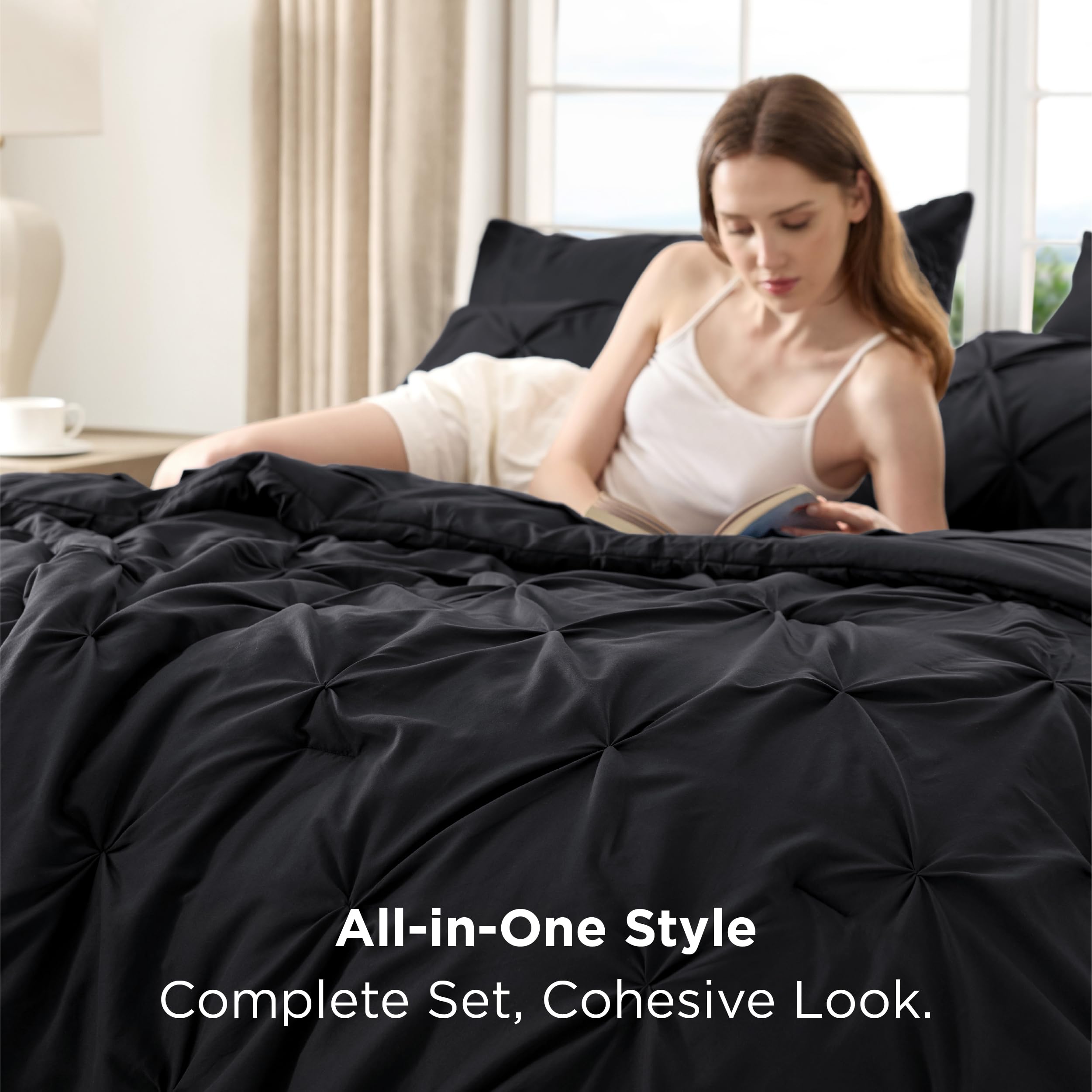 Bedsure microfiber close-up texture demonstrating soft, quiet comfort