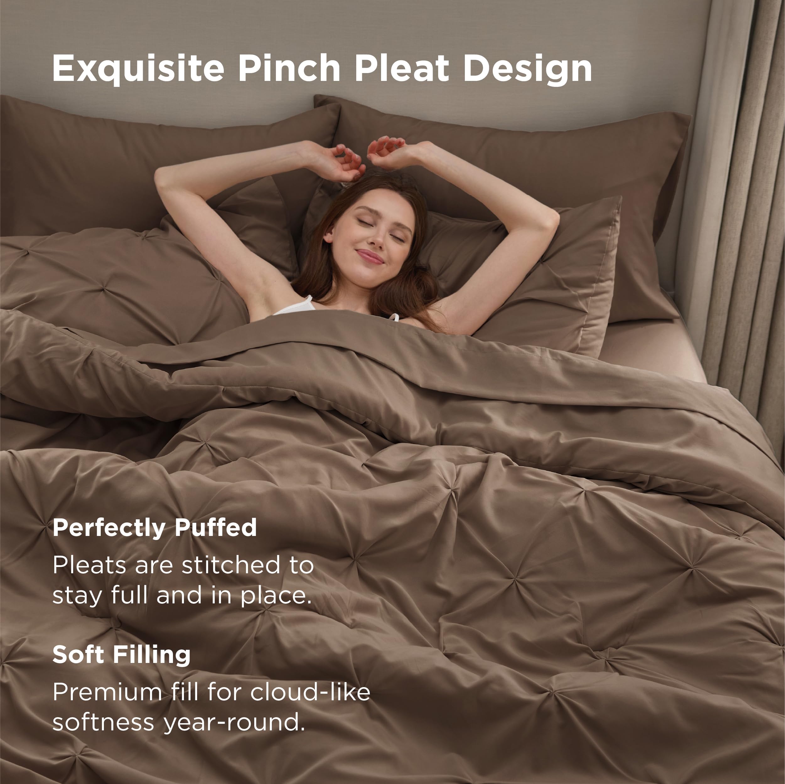Bedsure microfiber fabric close-up showing soft brushed surface and quiet comfort