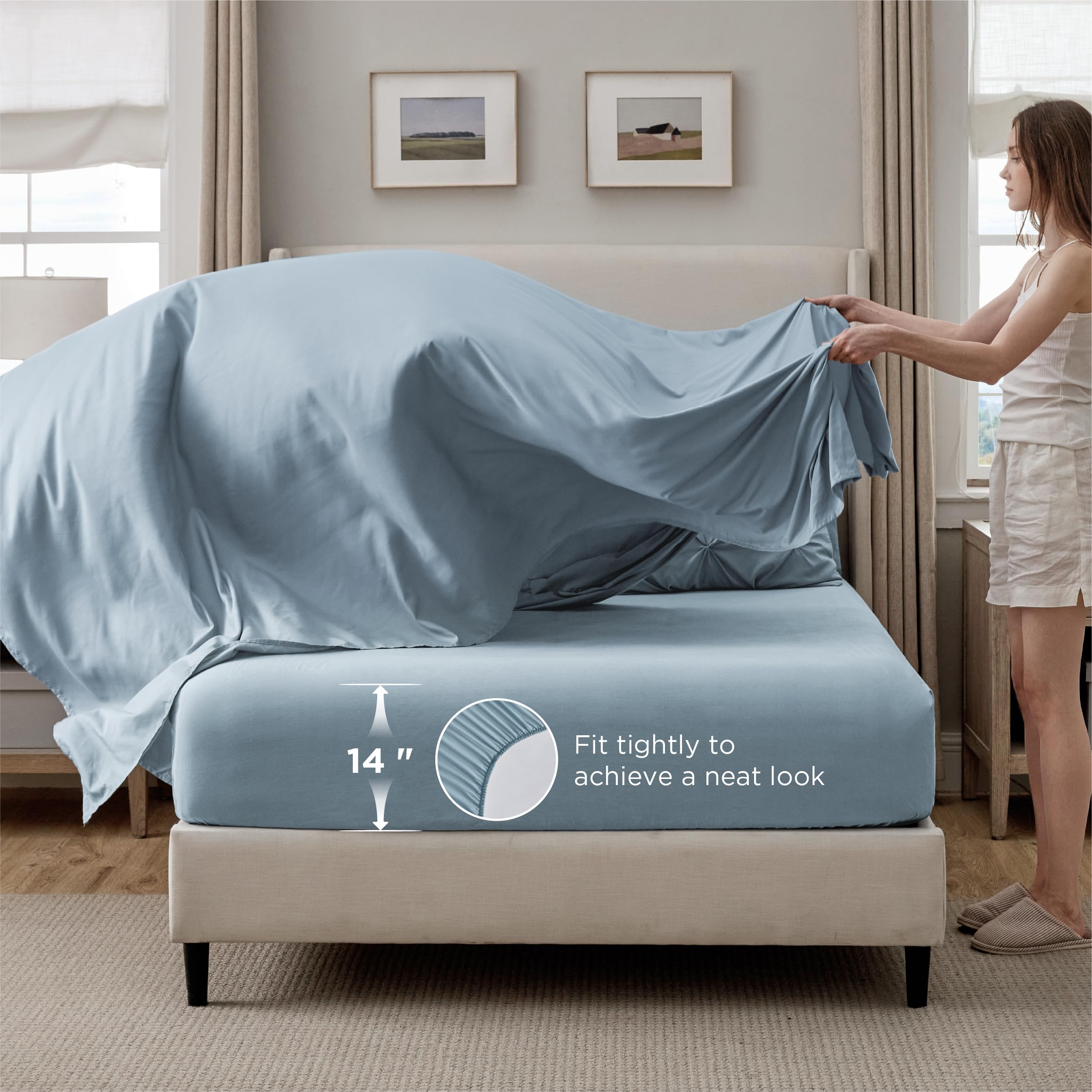 Bedsure microfiber texture close-up showing soft, quiet comfort