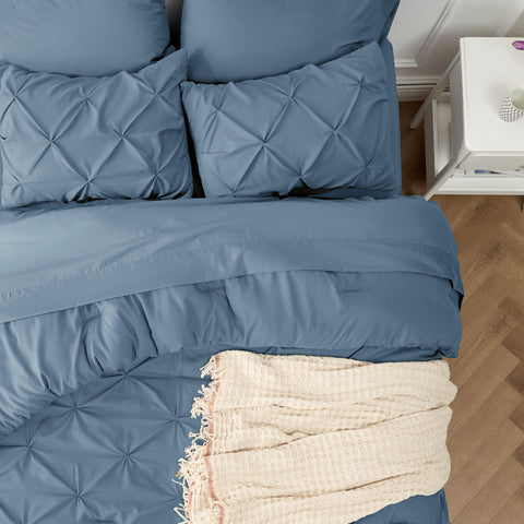 Bedsure mineral blue bed in stylish bedroom setting highlighting polished hotel-like look benefit
