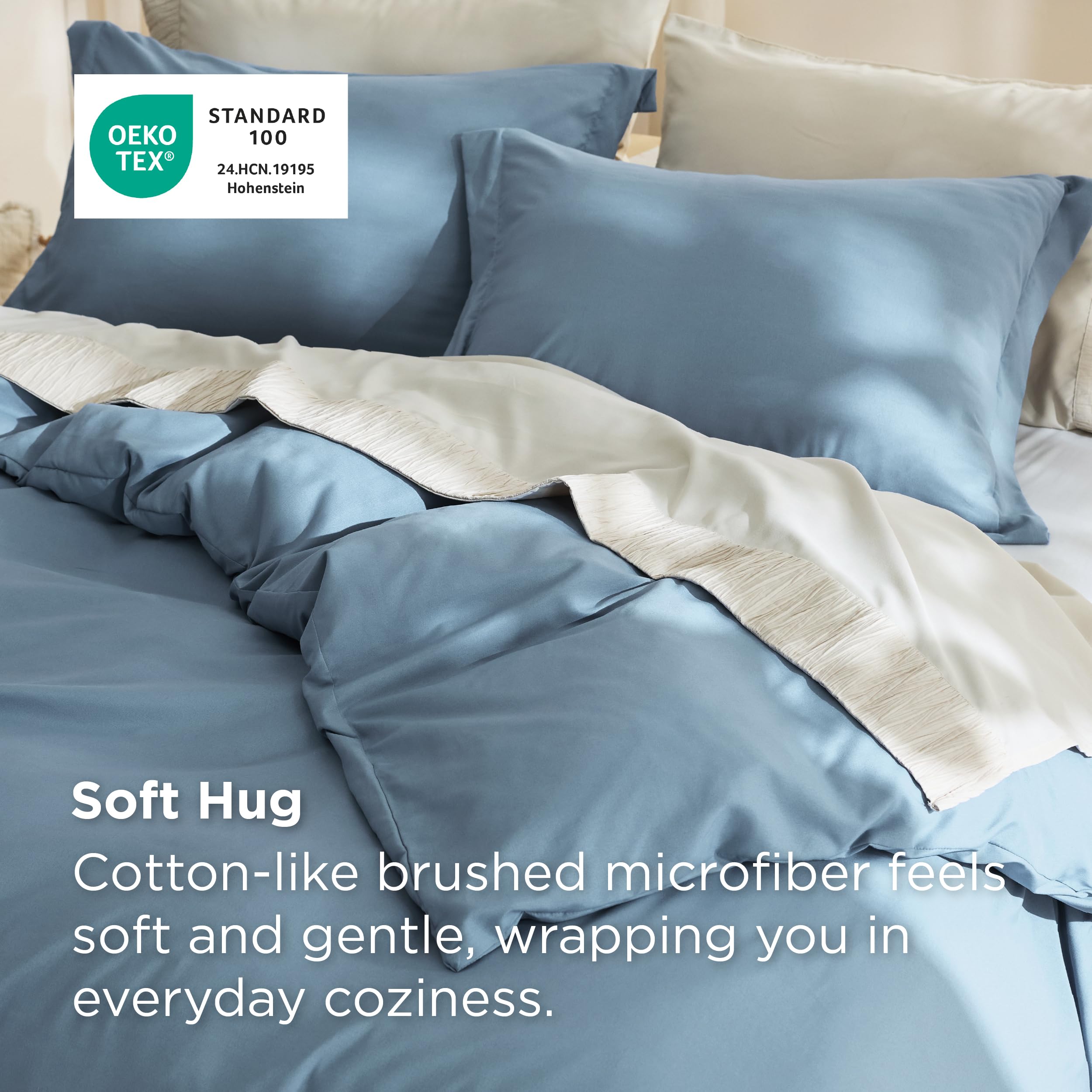 Bedsure close-up of double-brushed fabric highlighting its silky softness