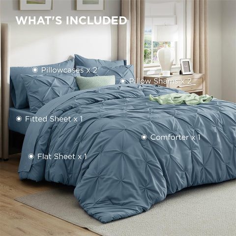 Bedsure mineral blue open box showing all pieces included for easy unboxing and gifting benefit