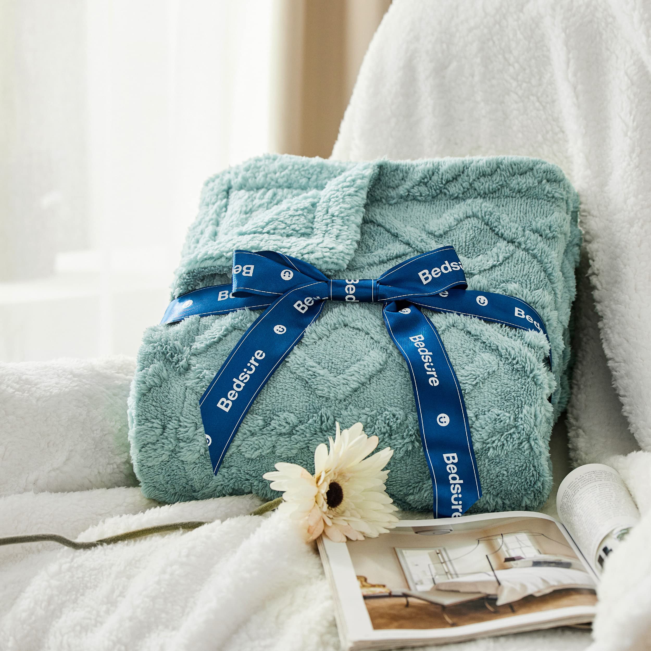Bedsure mint blanket folded in gift-ready packaging ideal for presents