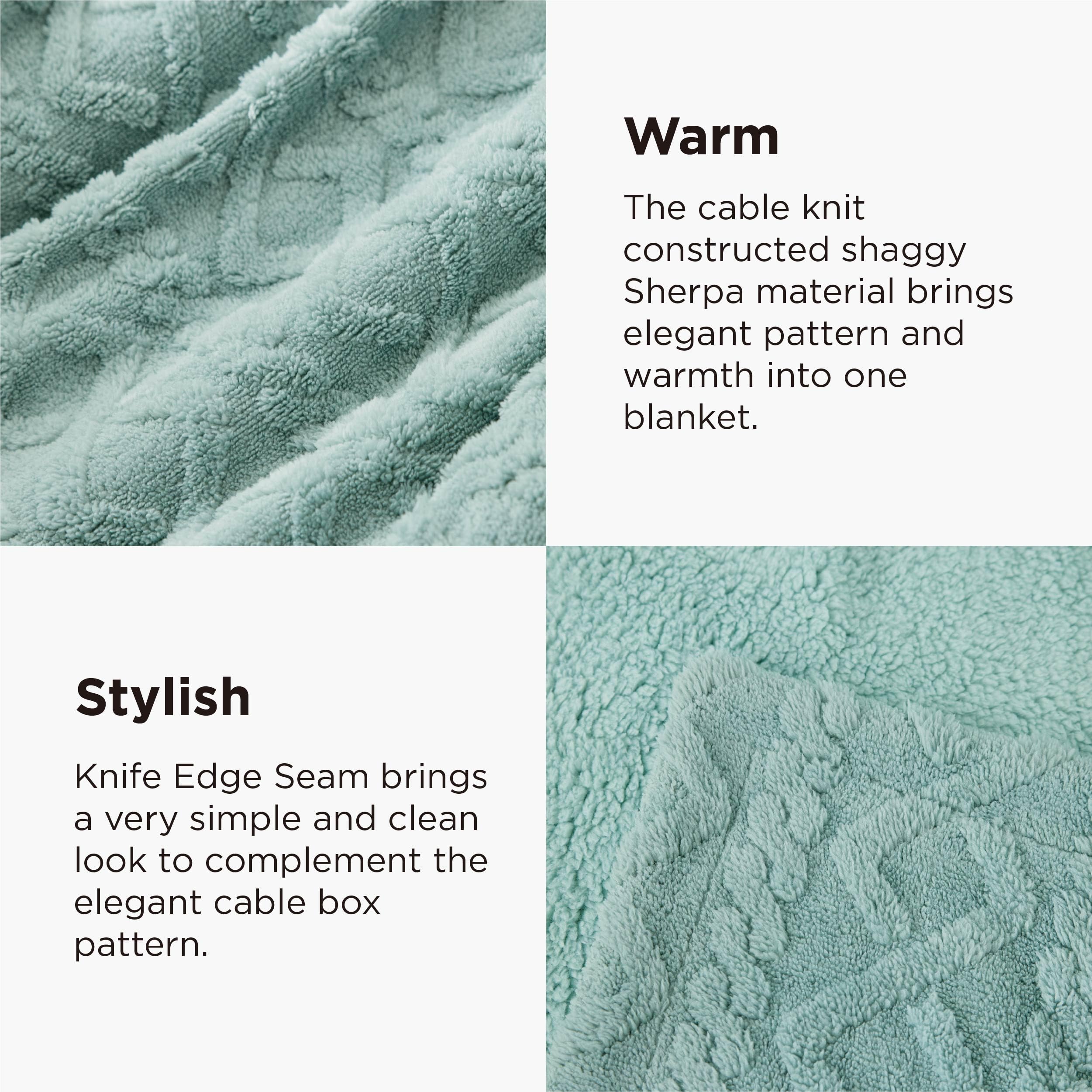 Bedsure mint blanket draped on sofa showing cozy living room comfort