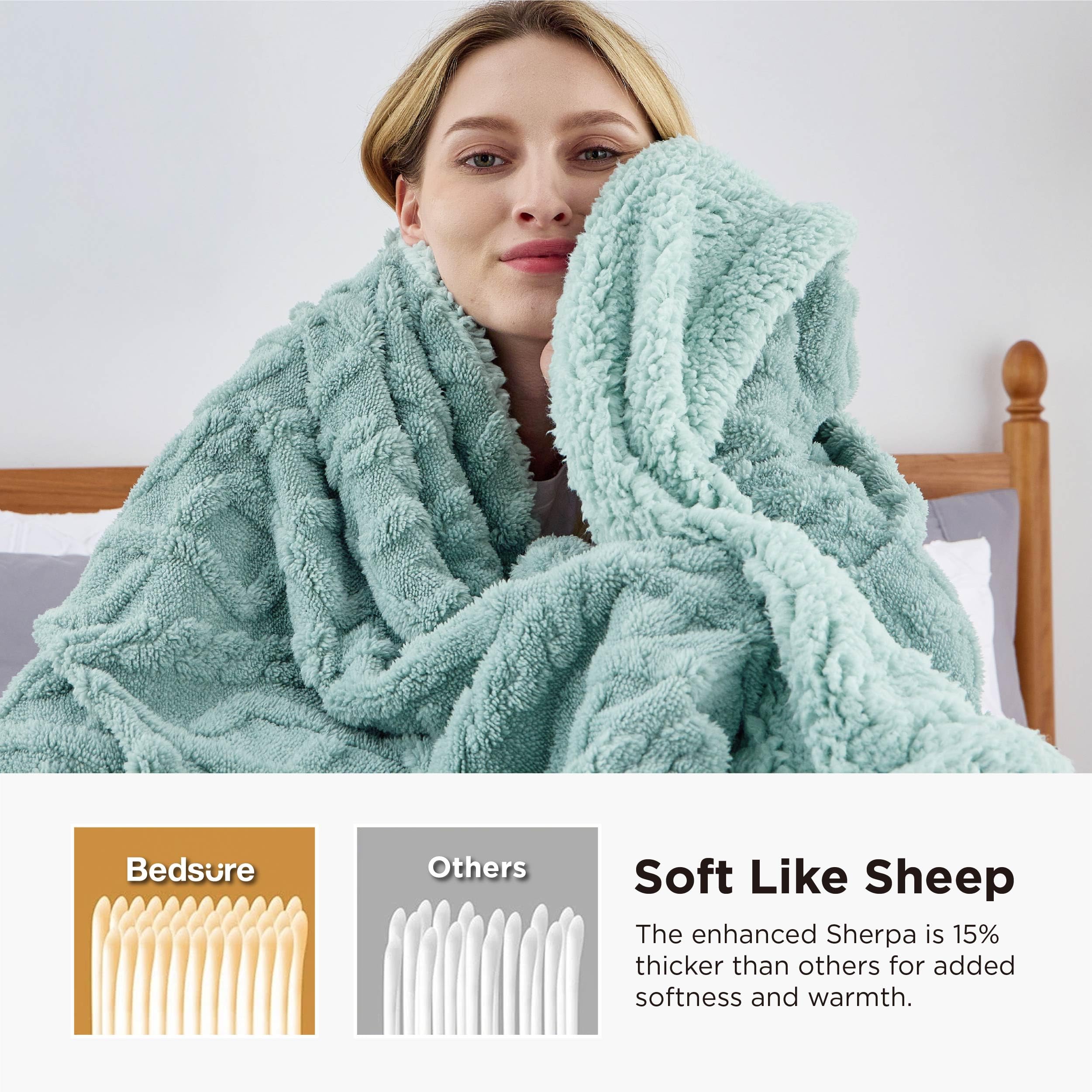 Bedsure mint blanket tufted cable detail offering stylish texture and depth