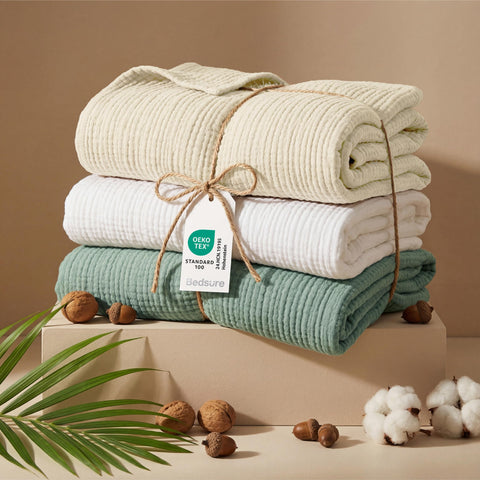 Bedsure blanket at bed end illustrating lightweight layering and bedroom warmth