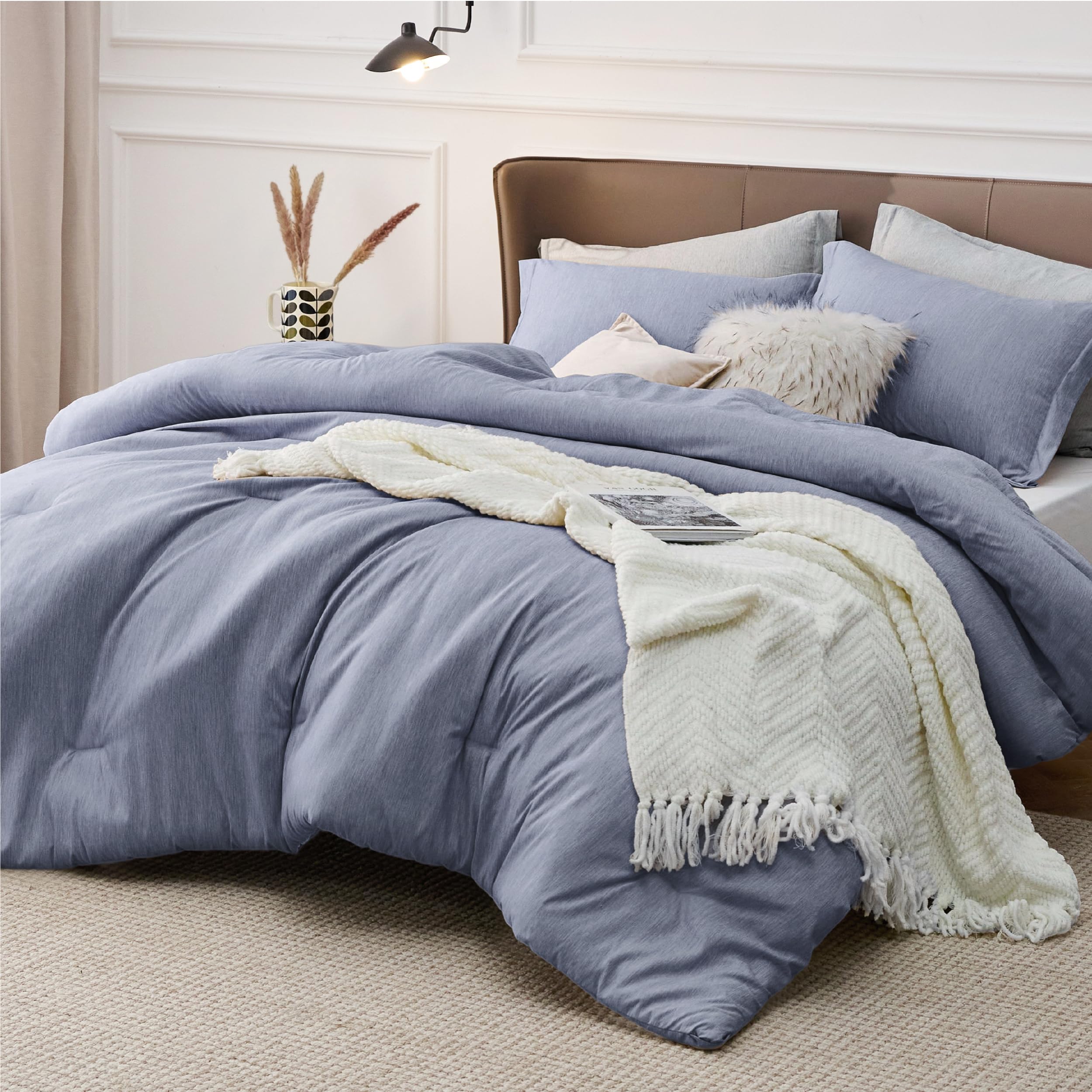 Bedsure close-up of brushed microfiber texture showing softness and cozy feel