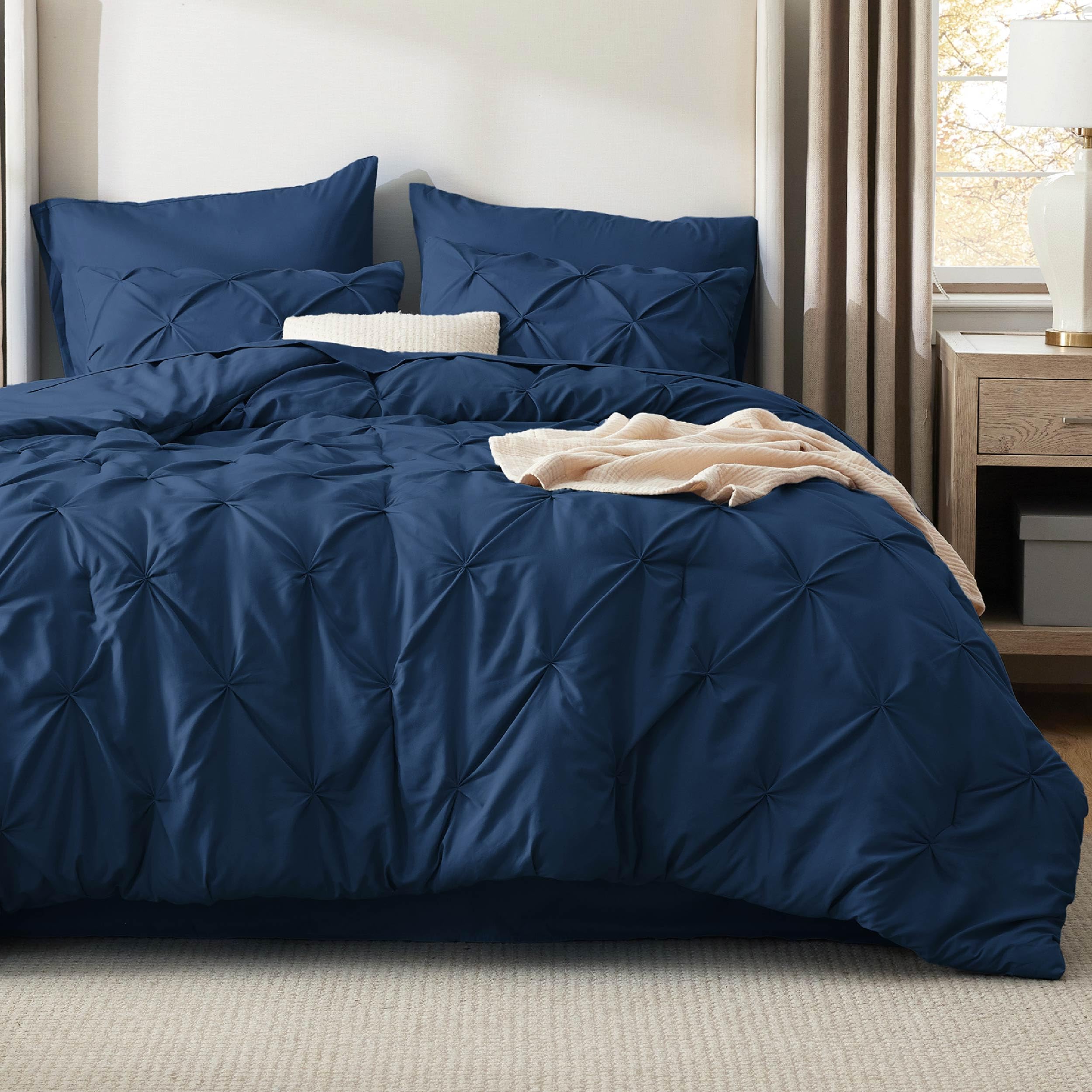 Bedsure close-up of brushed microfiber texture, shows soft comfort