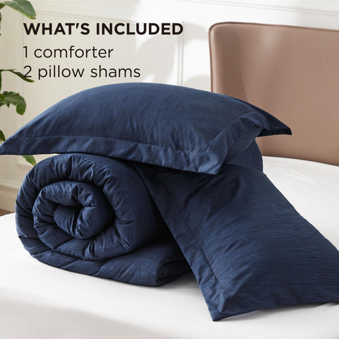 Bedsure navy edge stitching detail showing durable construction benefit