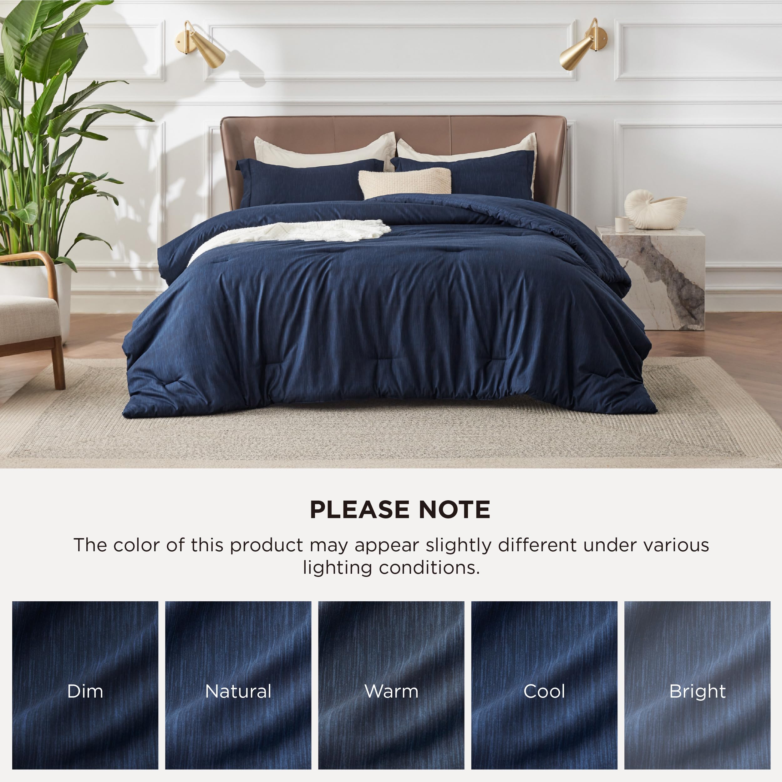 Bedsure navy comforter folded in packaging showing ready-to-gift convenience