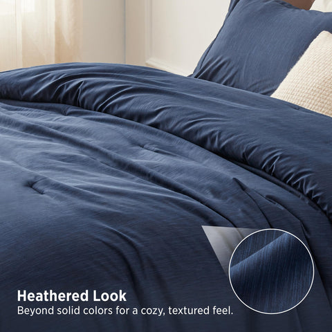 Bedsure navy matching pillow sham detail showing coordinated styling benefit