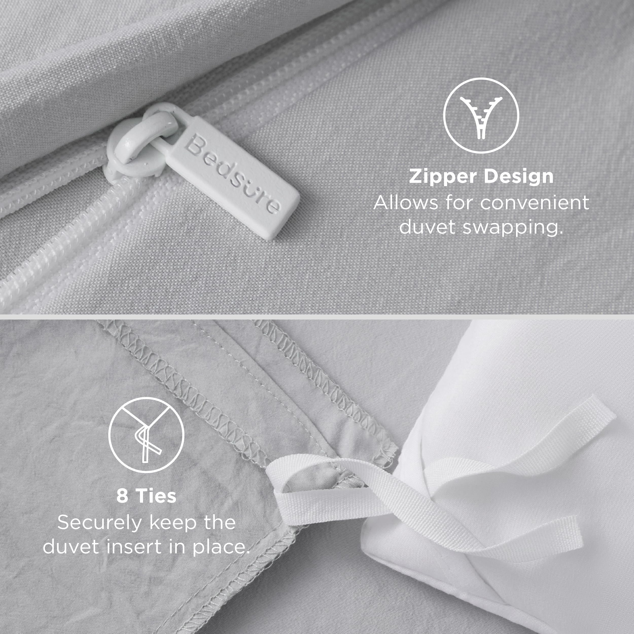 Bedsure duvet in a neutral bedroom displaying versatile styling benefit