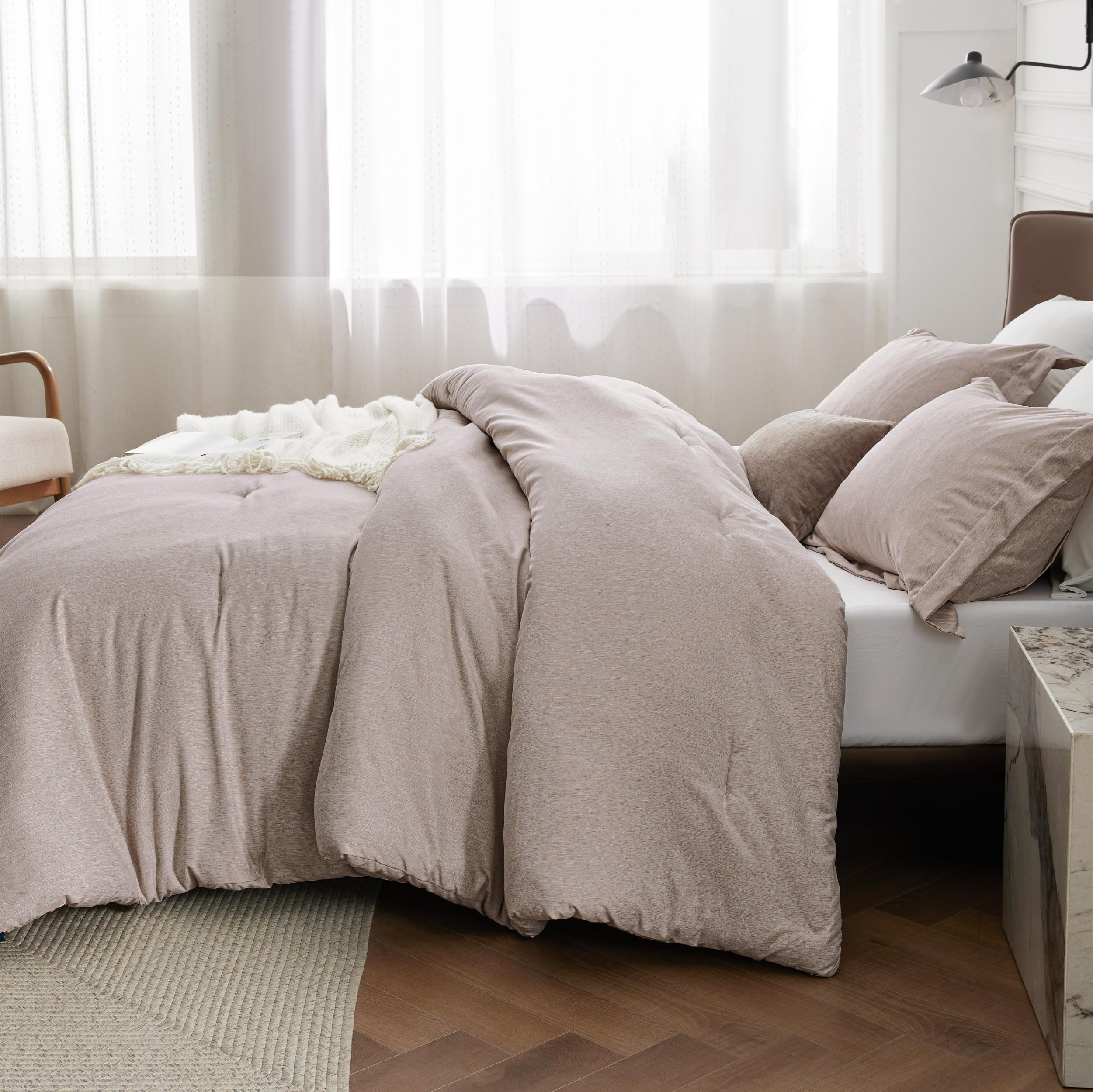 Bedsure matching pillow shams displayed with comforter for coordinated look