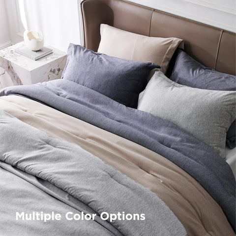 Bedsure styled bedroom scene showing neutral oat bedding enhancing décor