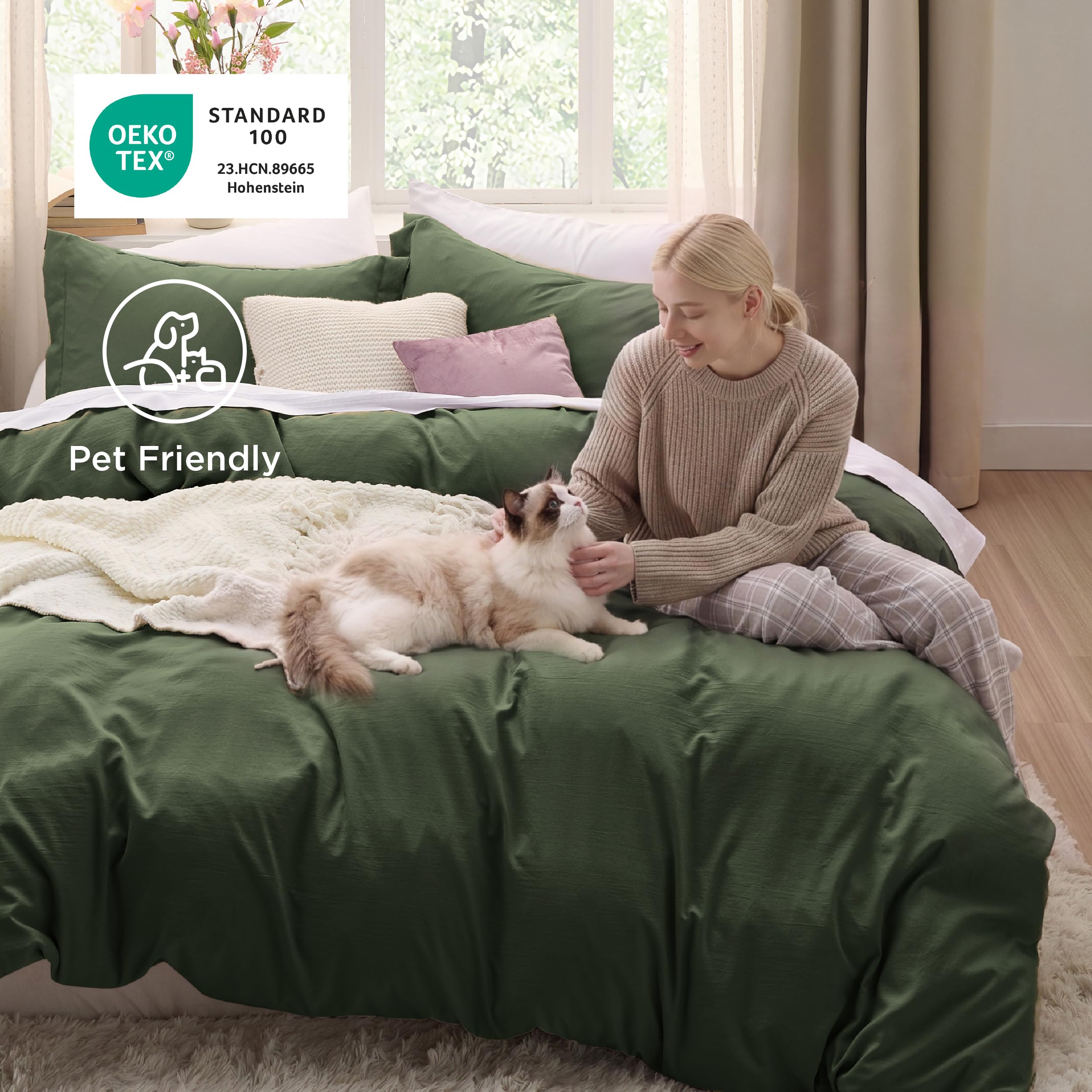 Bedsure duvet set styled on king bed illustrating generous drape and fit