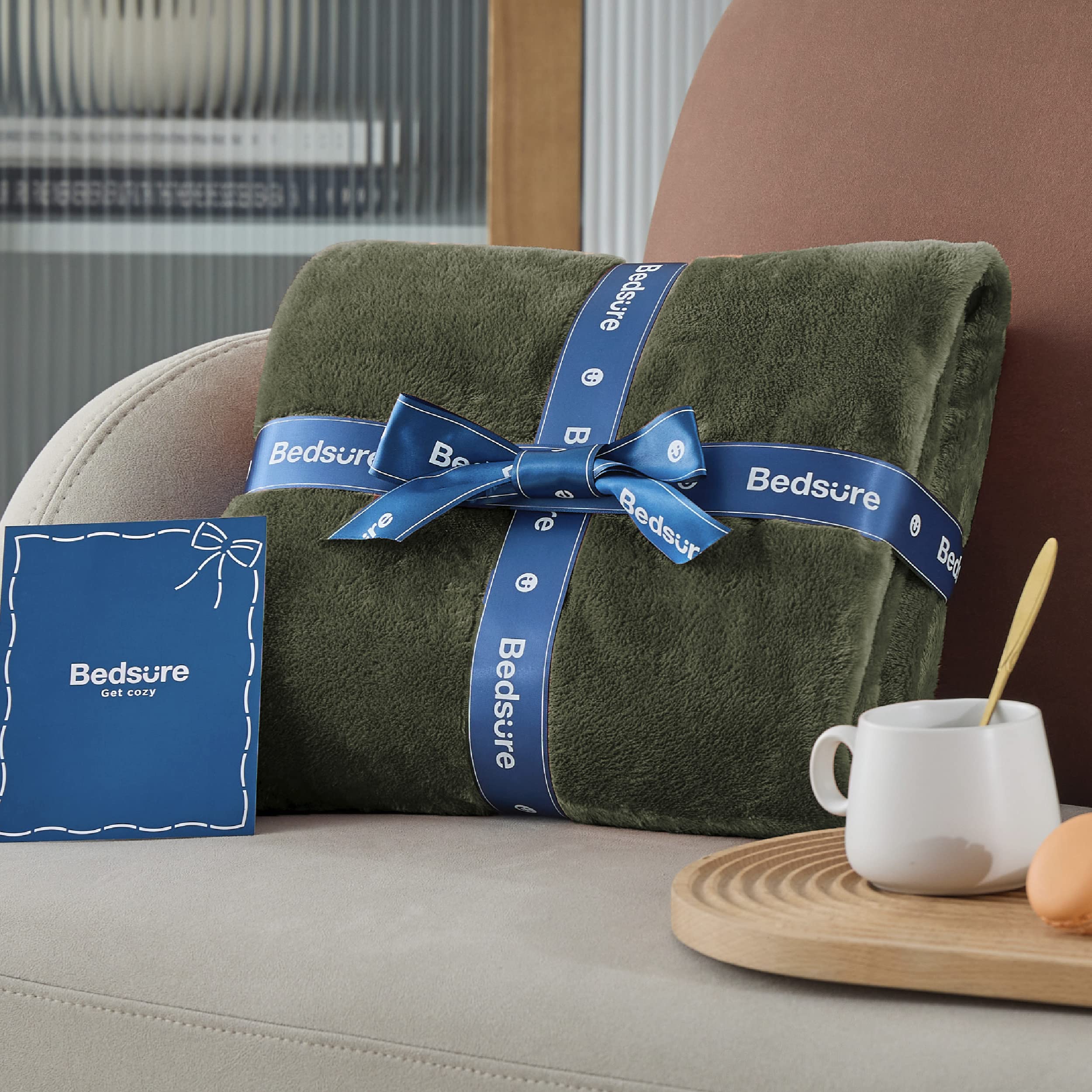 Bedsure blanket with pet lounging showing pet-friendly softness and protection