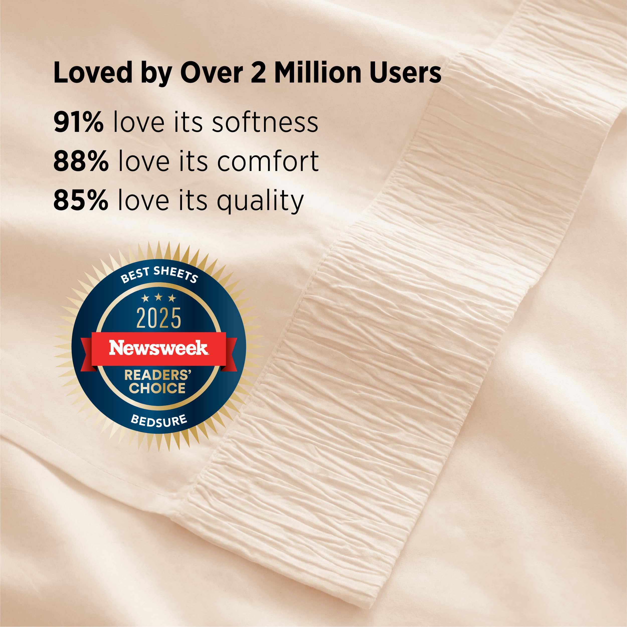Bedsure sheet set styled on bed, demonstrates inviting comfort and appearance