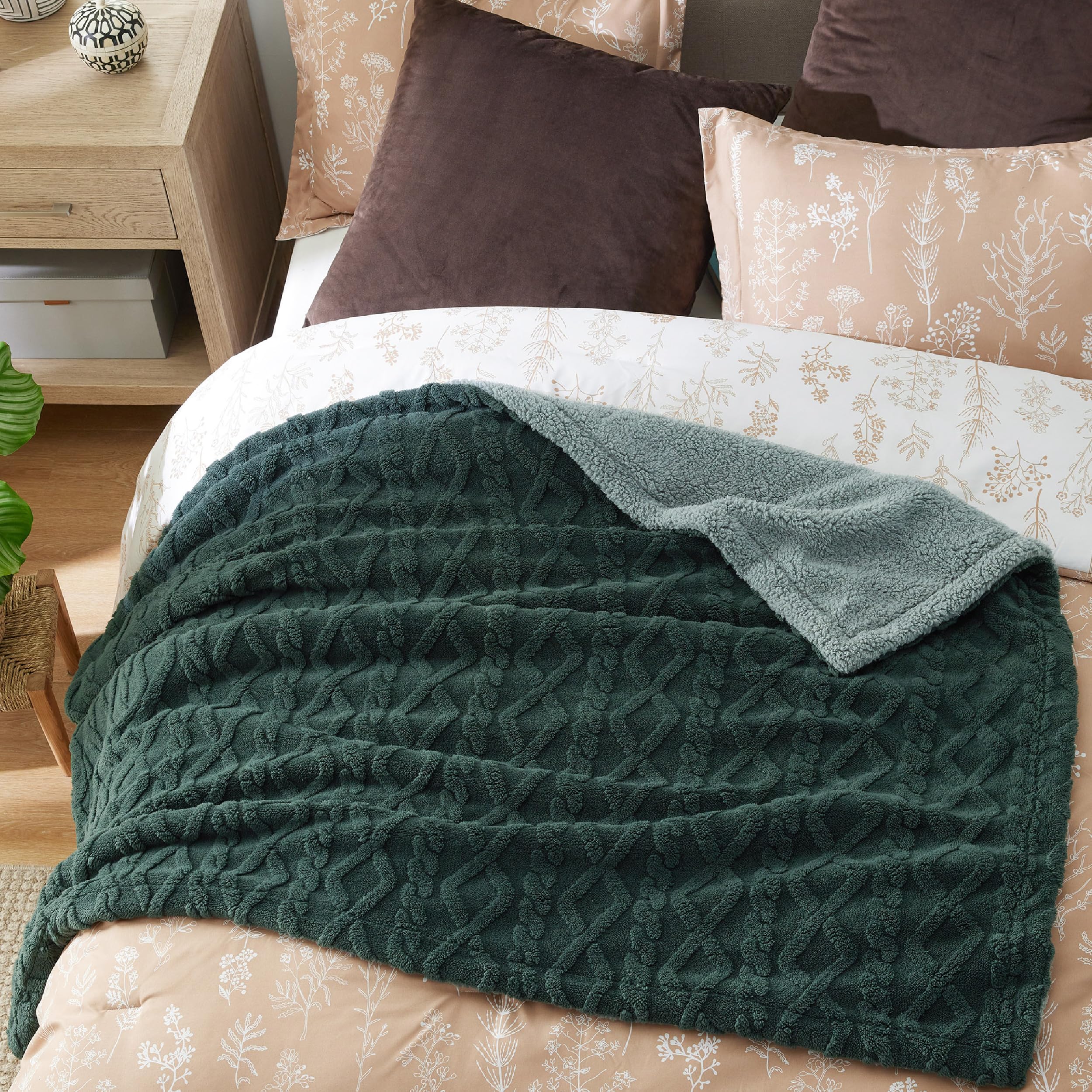 Bedsure blanket on bed showing size and coverage for sleeping