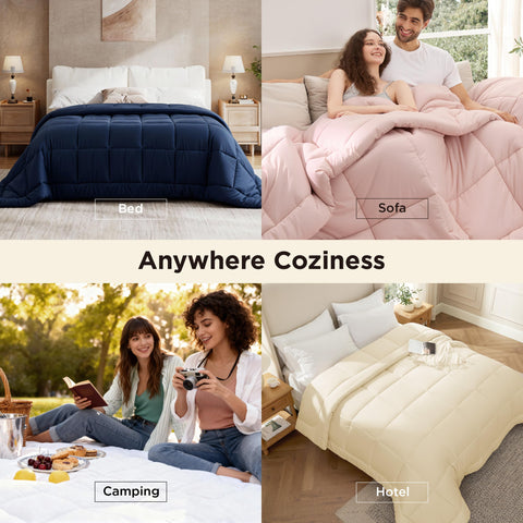 Bedsure staged on bed lifestyle showing generous drape and bedroom styling