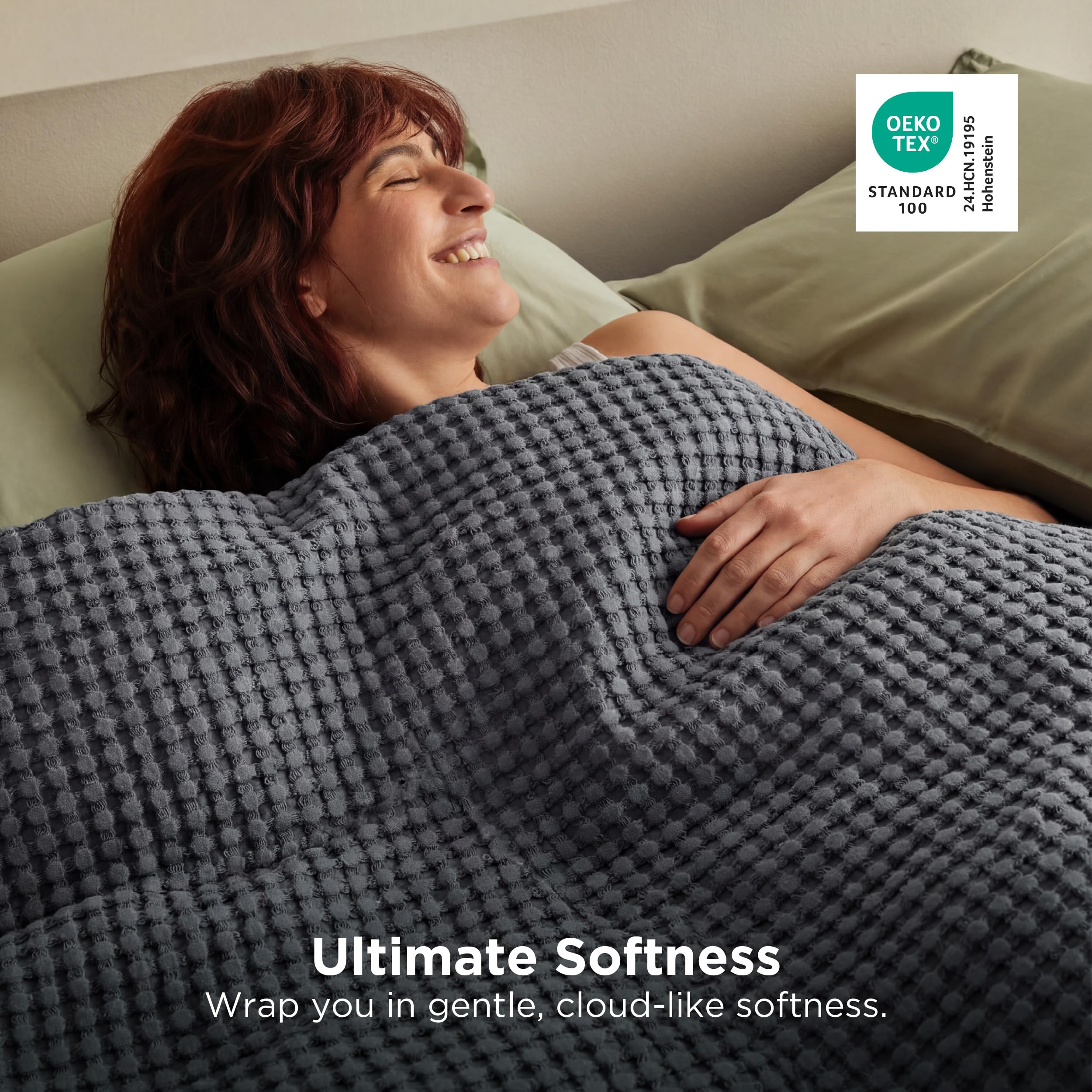 Bedsure blanket styled on Twin XL bed showing cooling coverage and decor