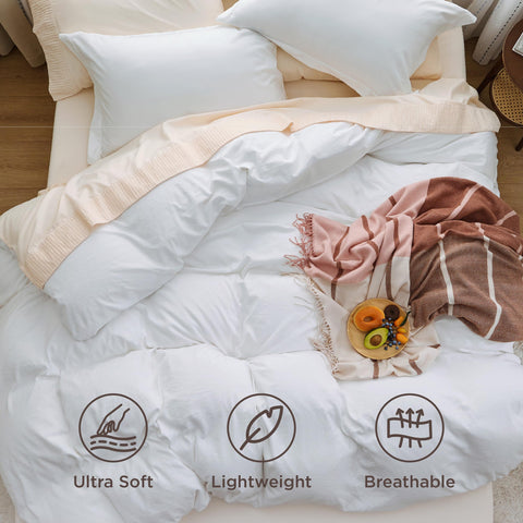 Bedsure open duvet cover with insert inside illustrating easy change and secure fit