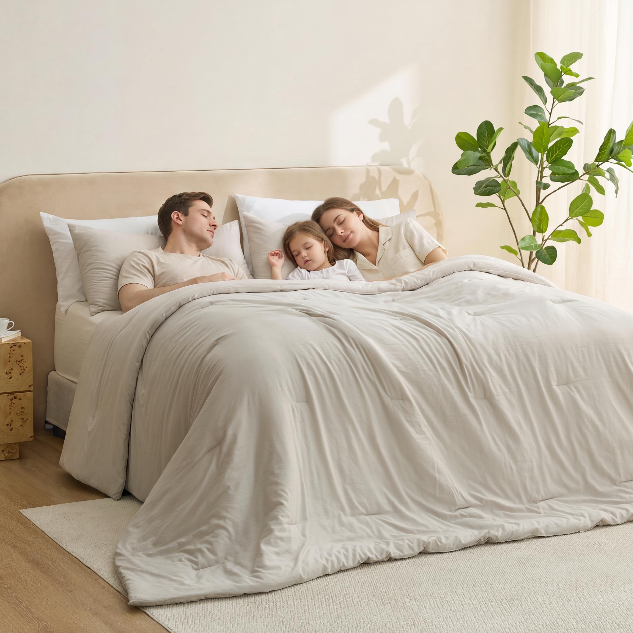 Bedsure front view of oversized king comforter showing full coverage and neat drape