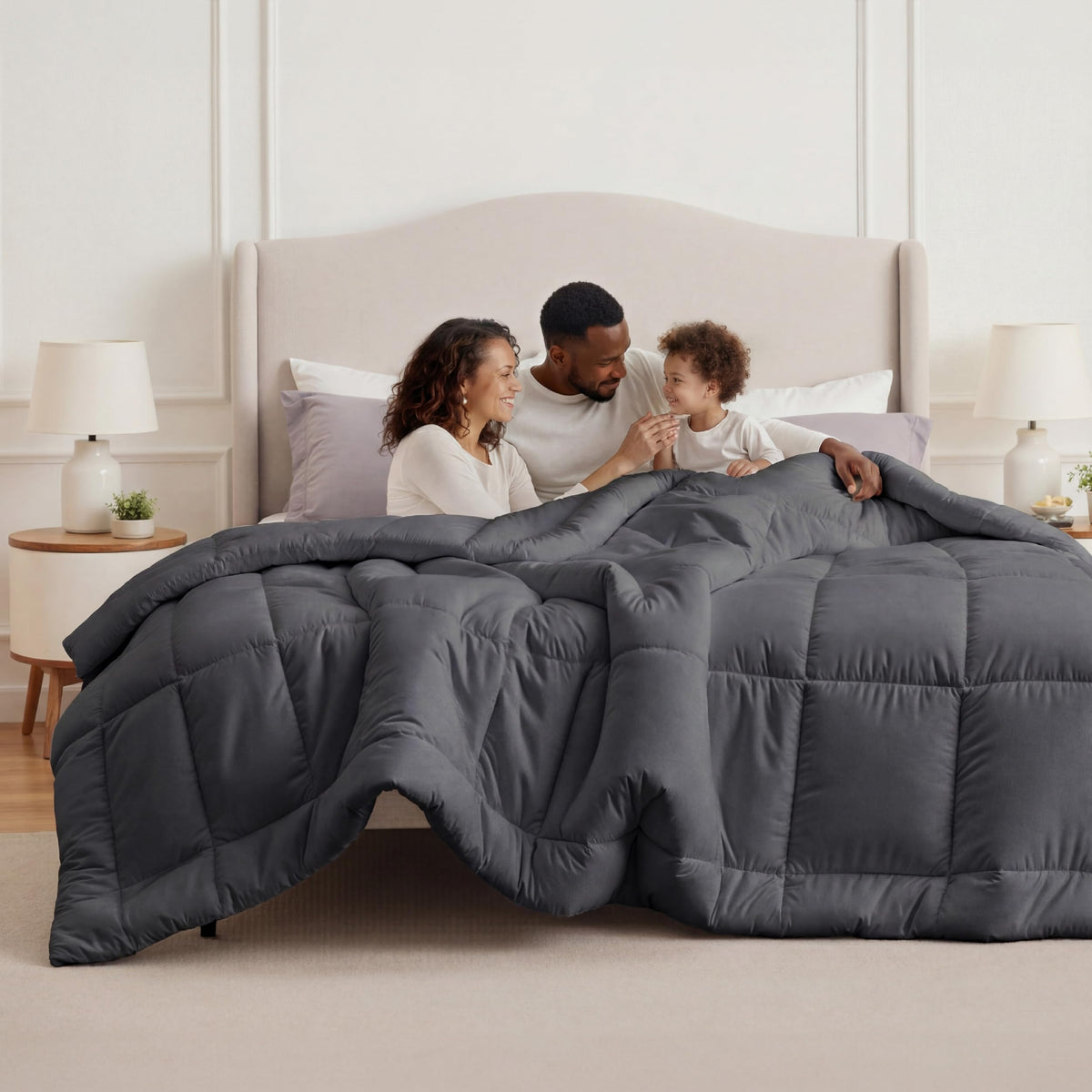 Bedsure oversized king comforter front view shows full coverage and comfortable appearance