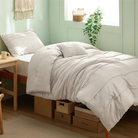 Bedsure folded comforter set in packaging showing neat storage and gift readiness