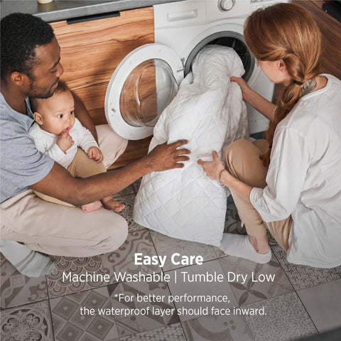 Bedsure packaging and folded storage shot demonstrating compact storage and easy laundering convenience