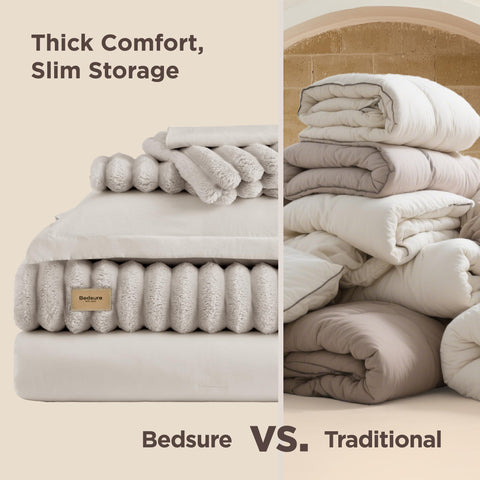 Bedsure packed for travel in a carry-on showing space-saving compressible benefit