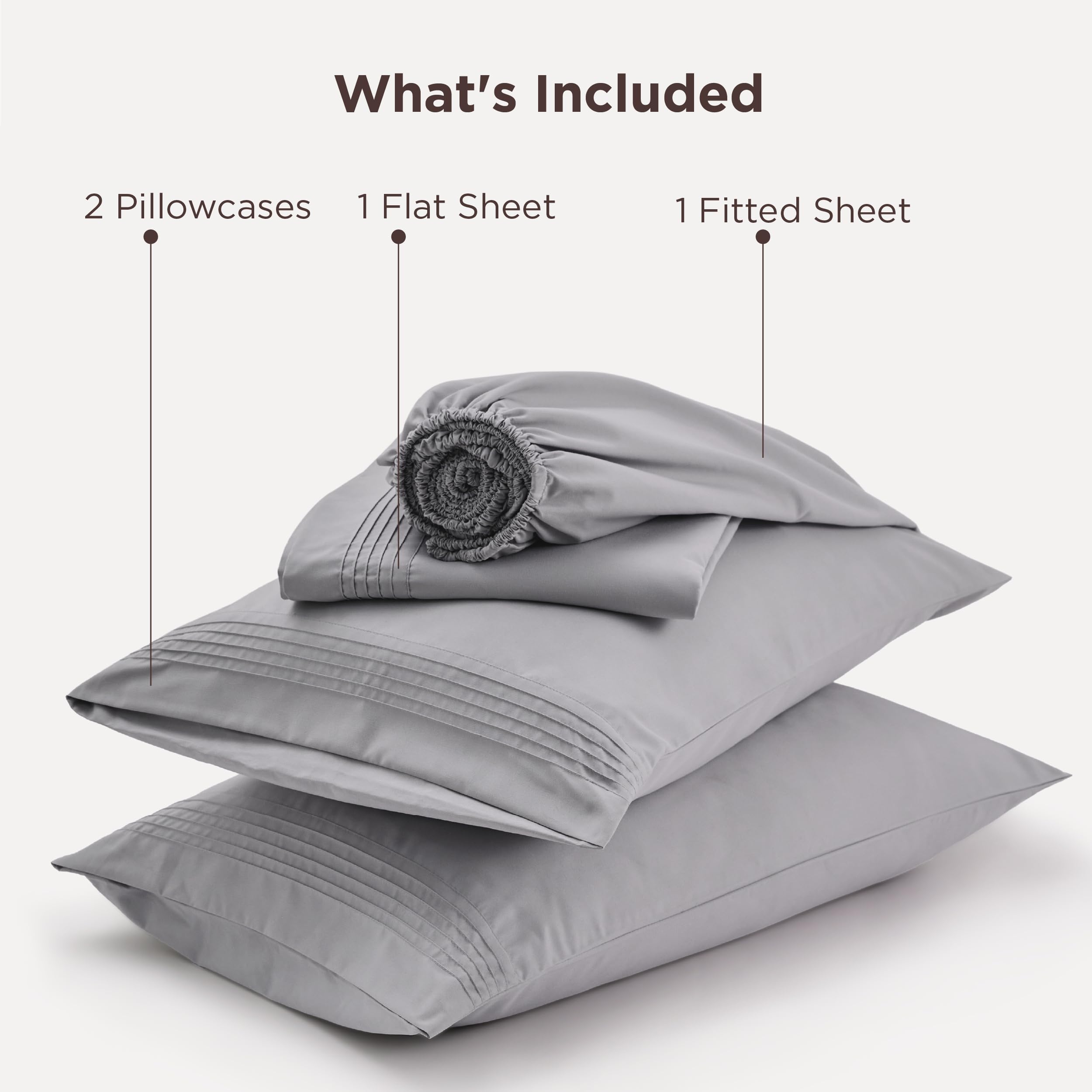 Bedsure packaged set showing flat, fitted sheets and pillowcases