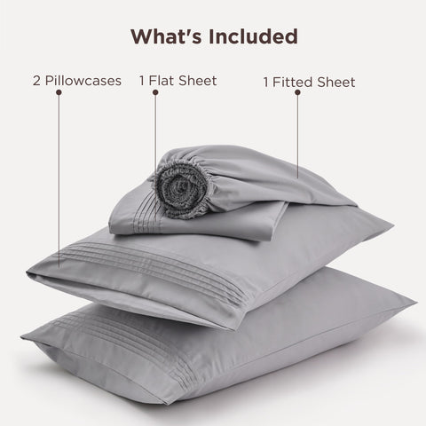 Bedsure packaged set showing flat, fitted sheets and pillowcases