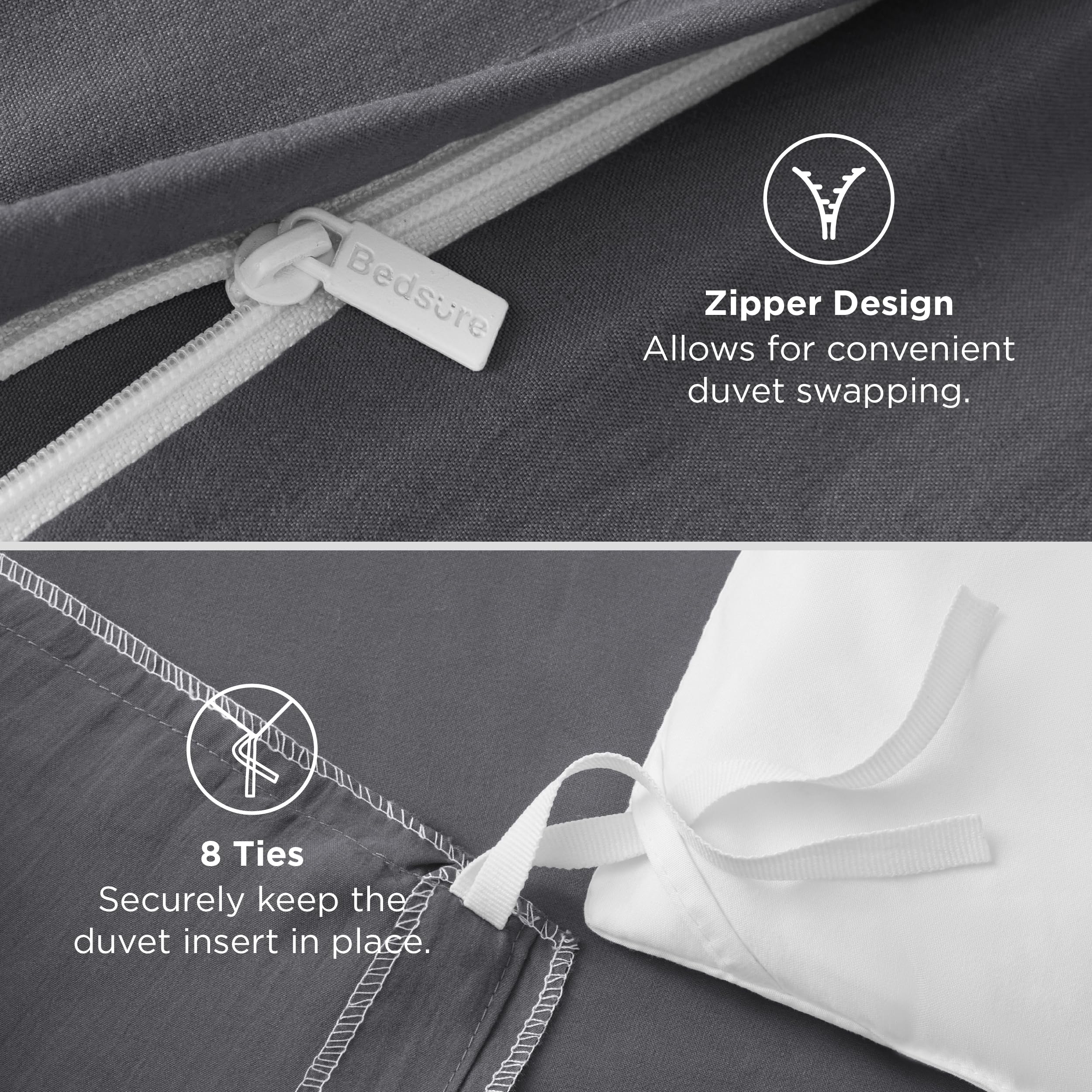 Bedsure pillow sham matching dark grey cover for coordinated bedding