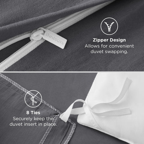 Bedsure pillow sham matching dark grey cover for coordinated bedding
