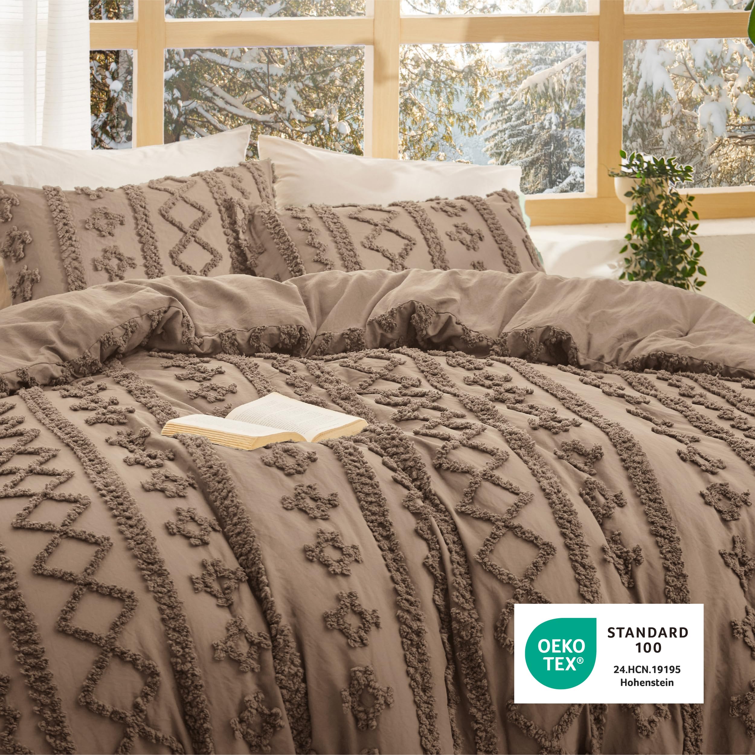 Bedsure pillow sham with embroidered tufting enhancing coordinated bedroom decor