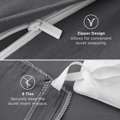 Bedsure pillow sham front showing matching dark grey and tailored look