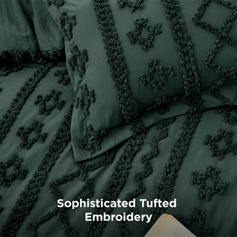 Bedsure pillow shams close-up showing matching tufted pattern and polished finish