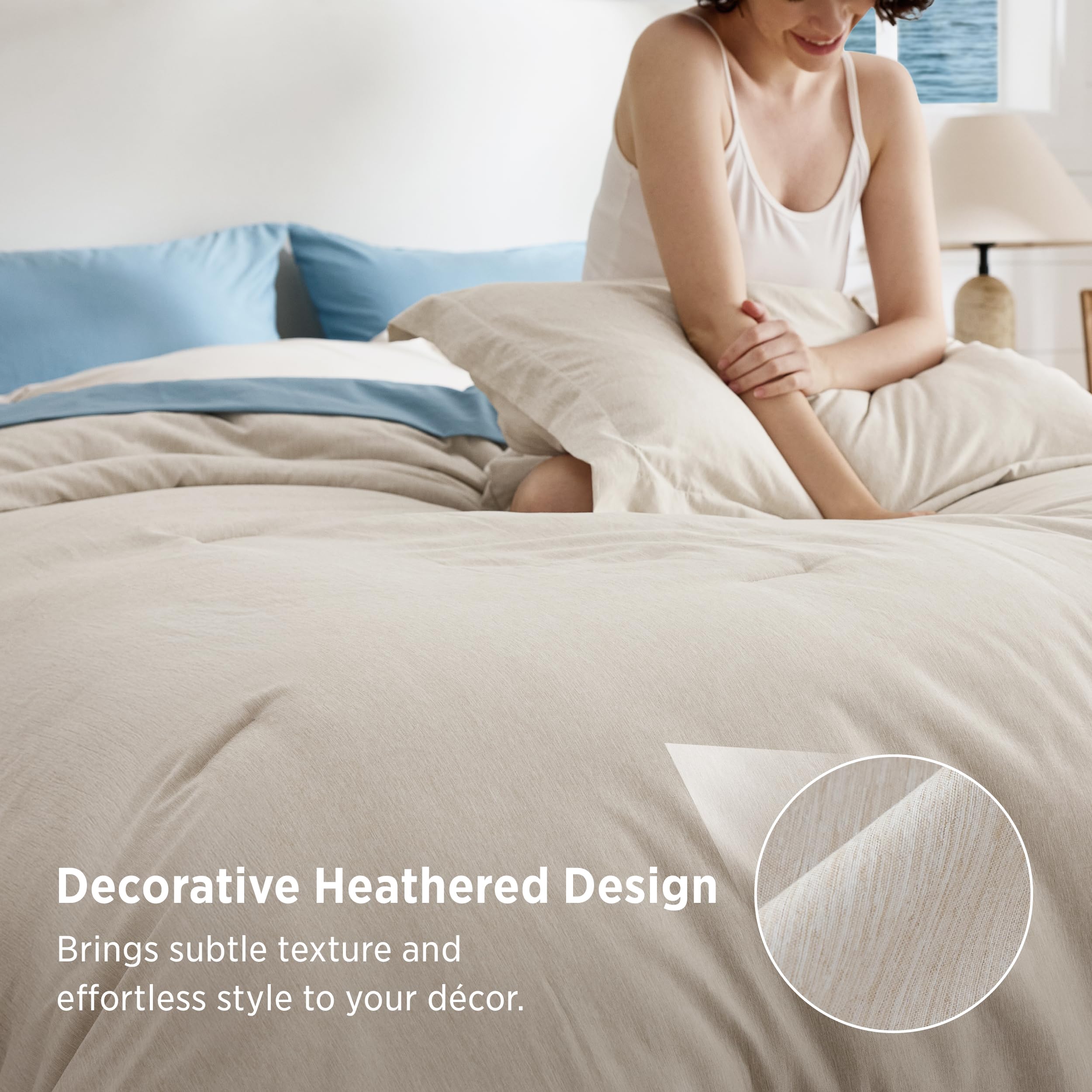 Bedsure matching pillow shams detail showing flange and fabric that complements comforter for coordinated bedding