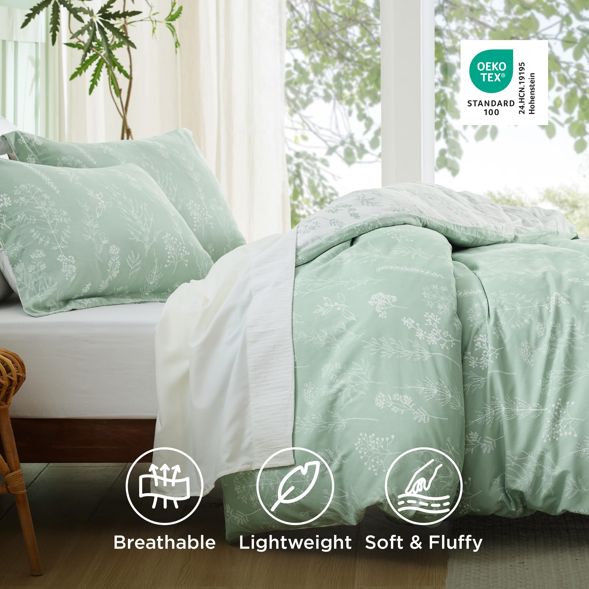 Bedsure pillow shams front detail displaying botanical pattern and softness