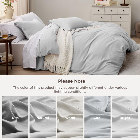 Bedsure pillow shams in light grey showing matching set and finish