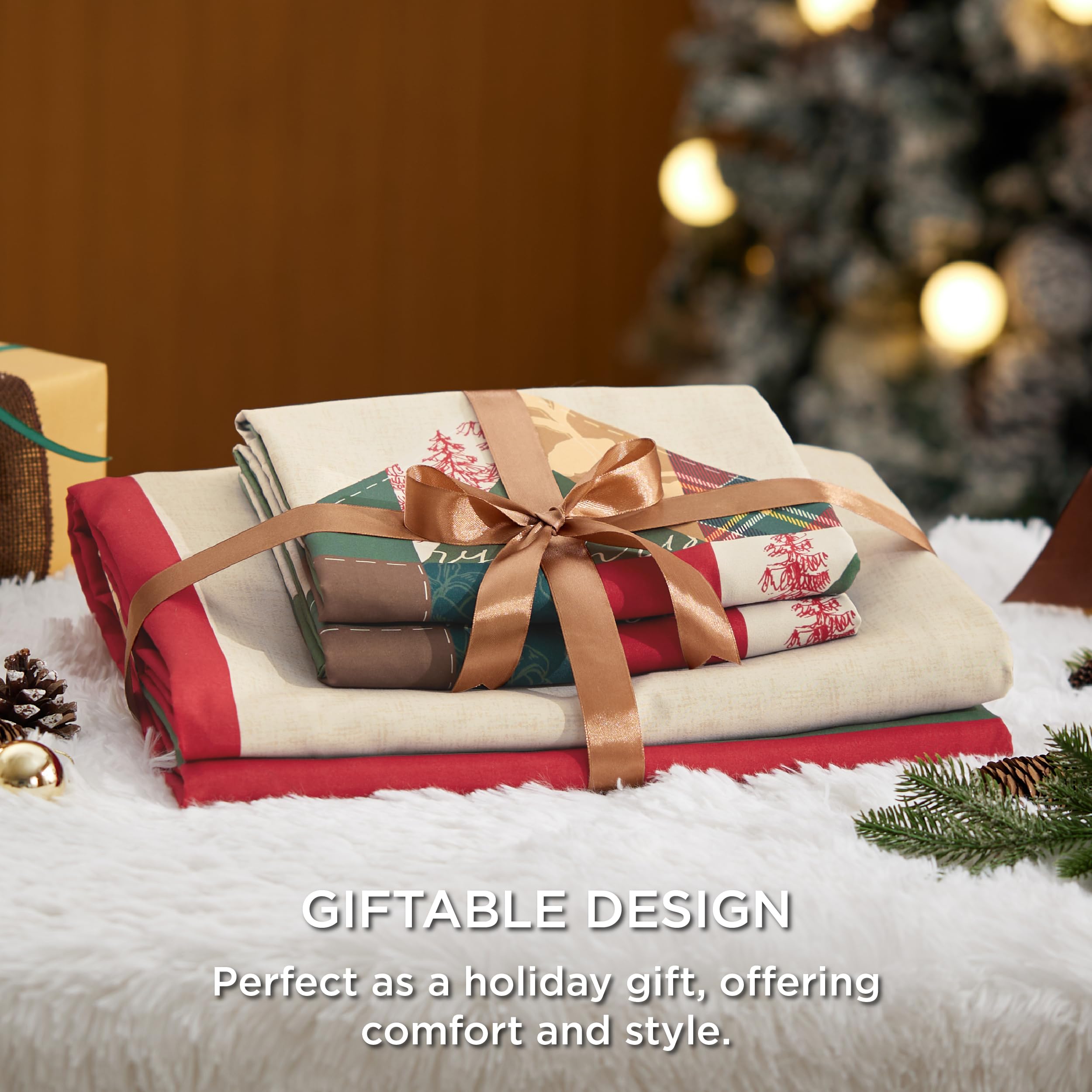 Bedsure matching pillow shams displayed for coordinated holiday bedding