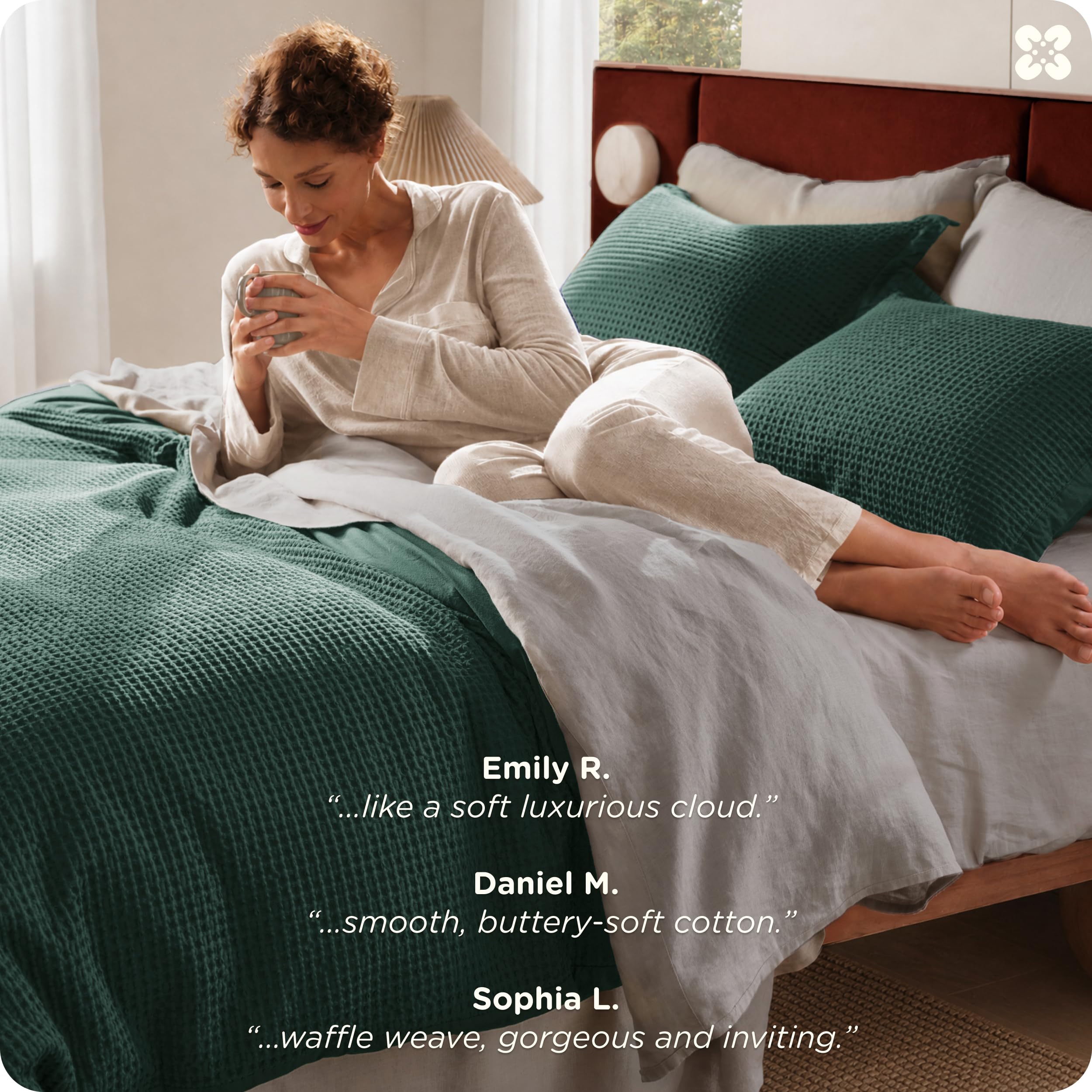 Bedsure matching pillow shams arranged to create coordinated bed look