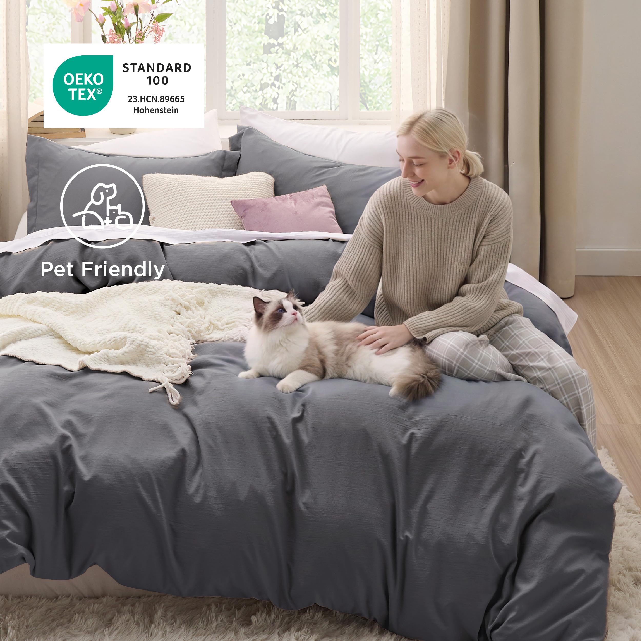 Bedsure two pillow shams displayed to match duvet and complete set