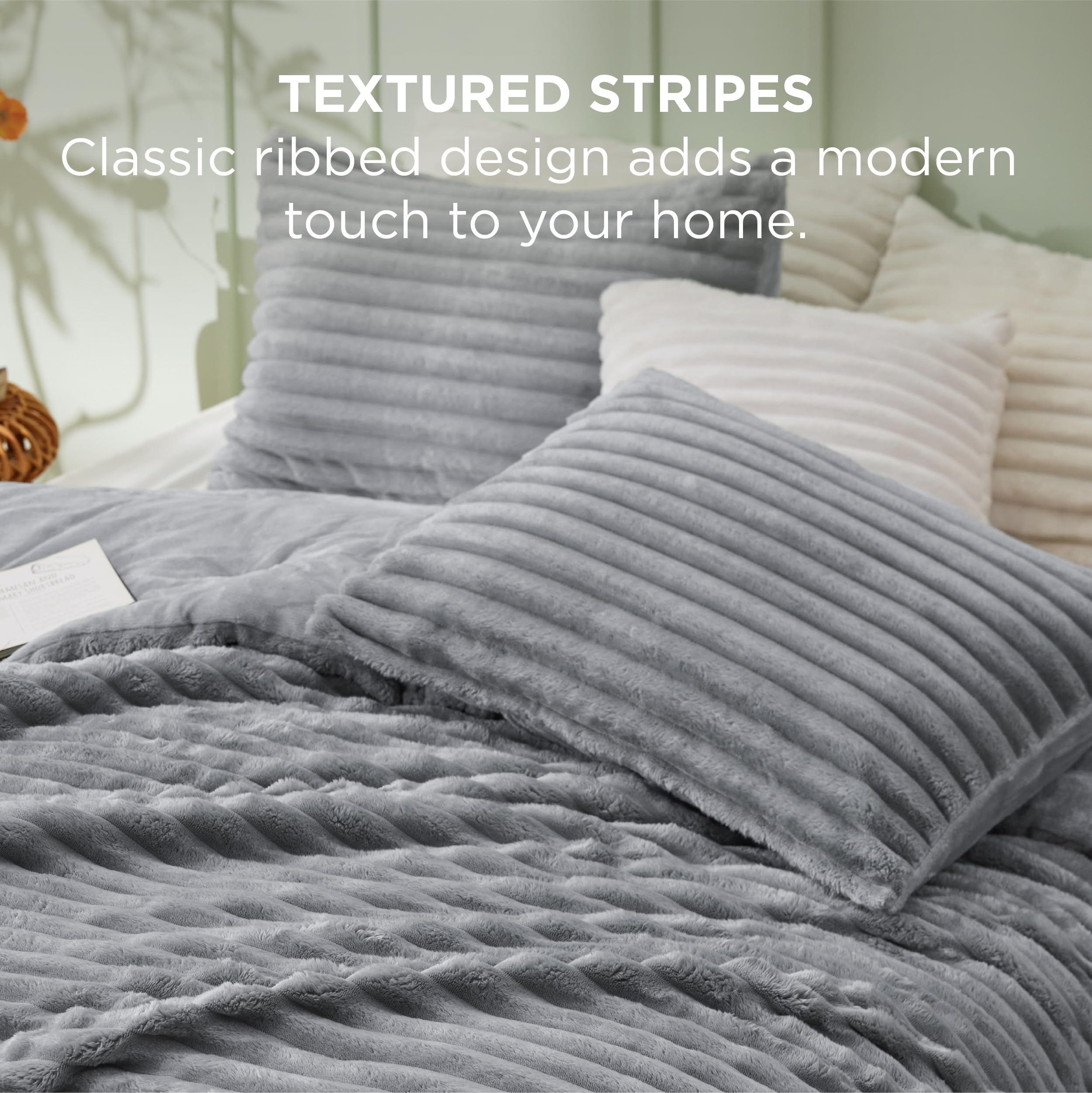 Bedsure pillowcase detail showing matching fabric and smooth finish benefit